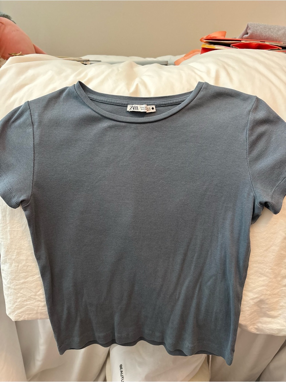 Zara Slate Blue Short Sleeve Crewneck Top